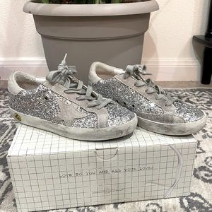 Completely silver glitter kids golden goose